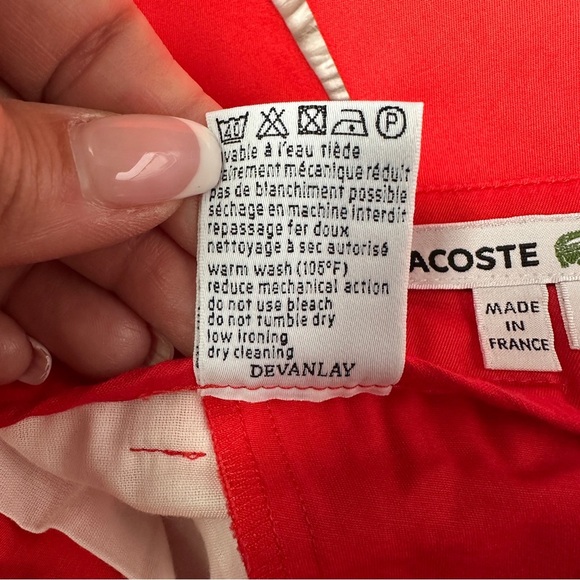 Lacoste Red Cotton Straight Leg Pants Women’s Size 10 - Picture 10 of 11